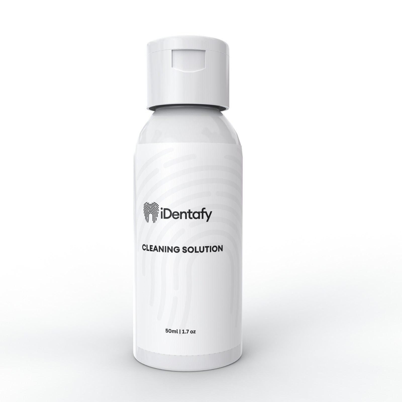 A 50ml iDentafy cleaning solution bottle