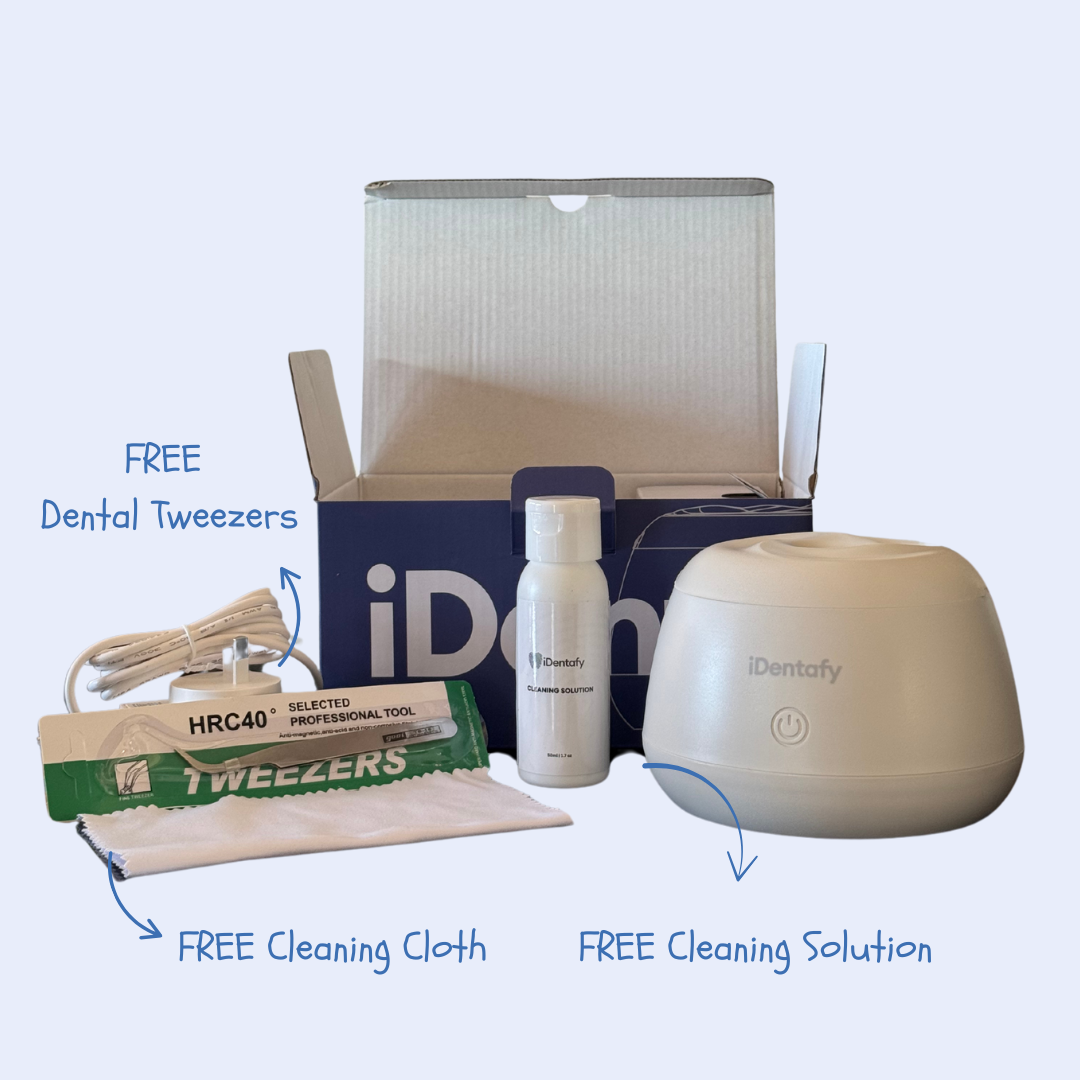 iDentapod starter kit with tweezers, cleaning cloth and cleaning solution