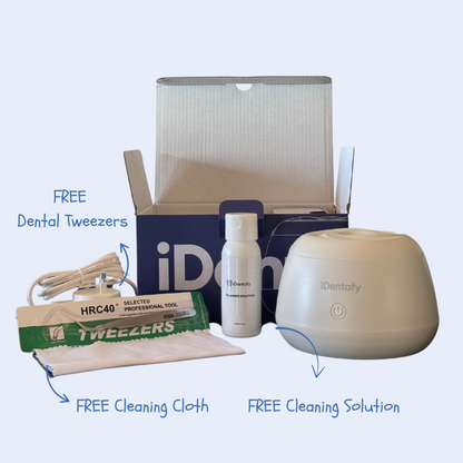 iDentapod starter kit with tweezers, cleaning cloth and cleaning solution